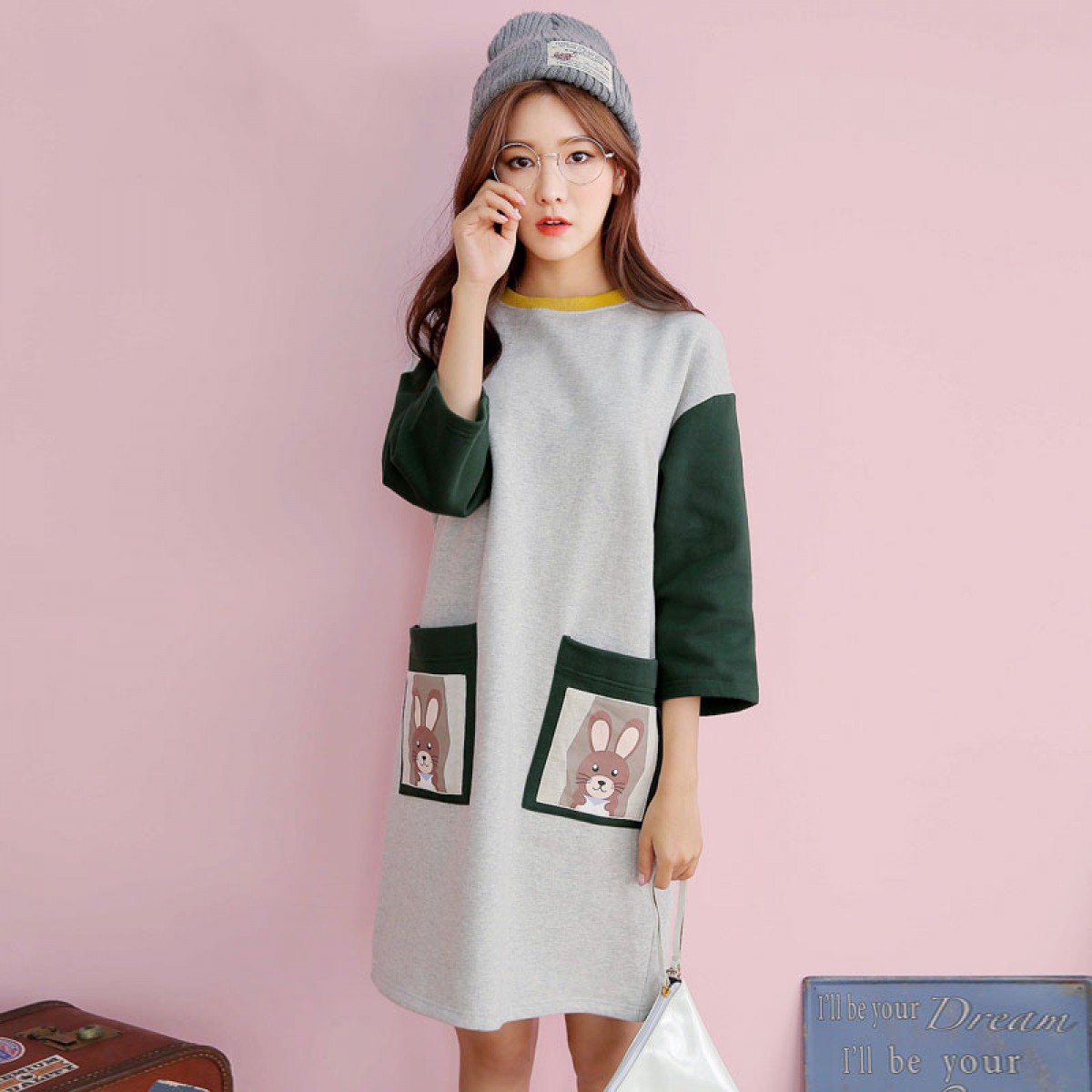 韩都衣舍新款秋冬款长袖连衣裙宽松学生冬季内搭打底裙子韩版 领券下单立减/单件包邮/先拍先发货！