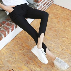 韩都衣舍春季新款不加绒薄款破洞外穿打底裤女九分裤韩版夏季 领券下单立减/单件包邮/先拍先发货！